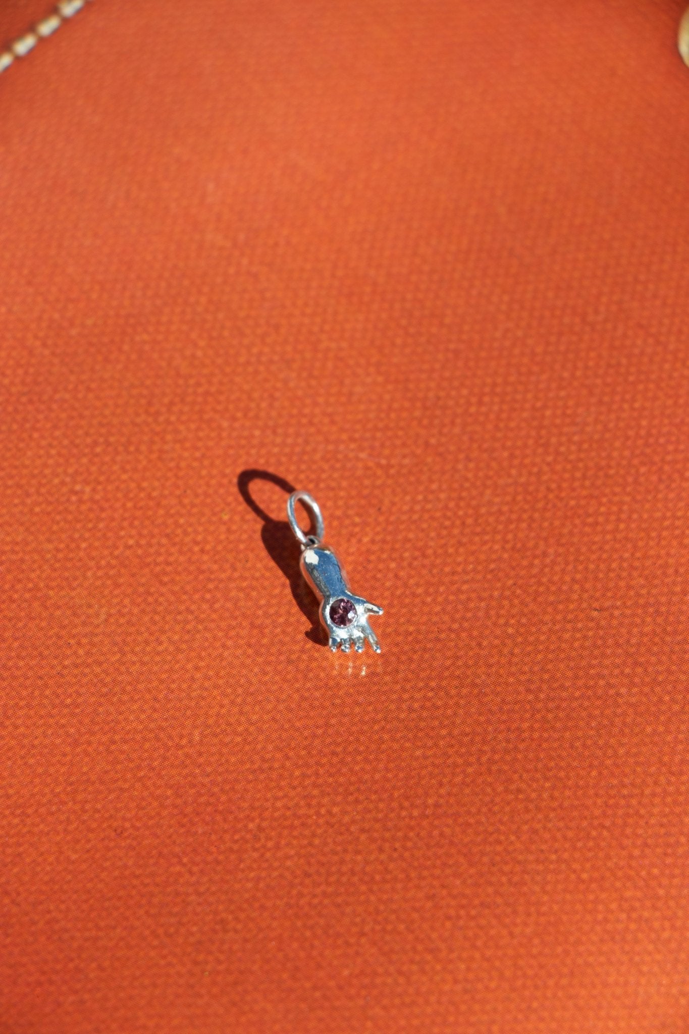 Charm - Small Baby Hand Charm | Sterling Silver & Pink Sapphire - Lettuce Goods