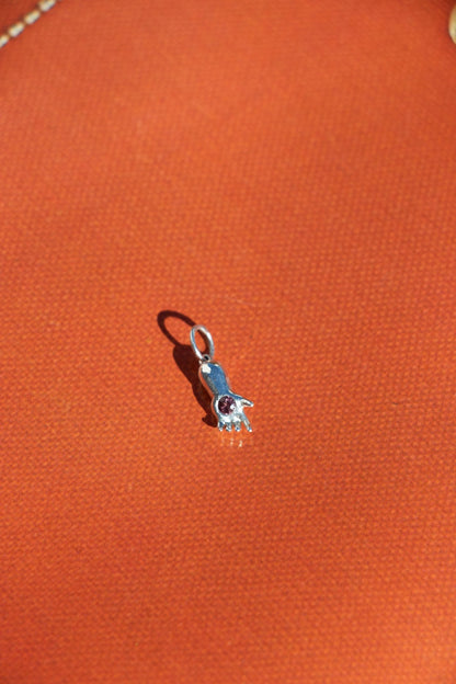 Charm - Small Baby Hand Charm | Sterling Silver & Pink Sapphire - Lettuce Goods