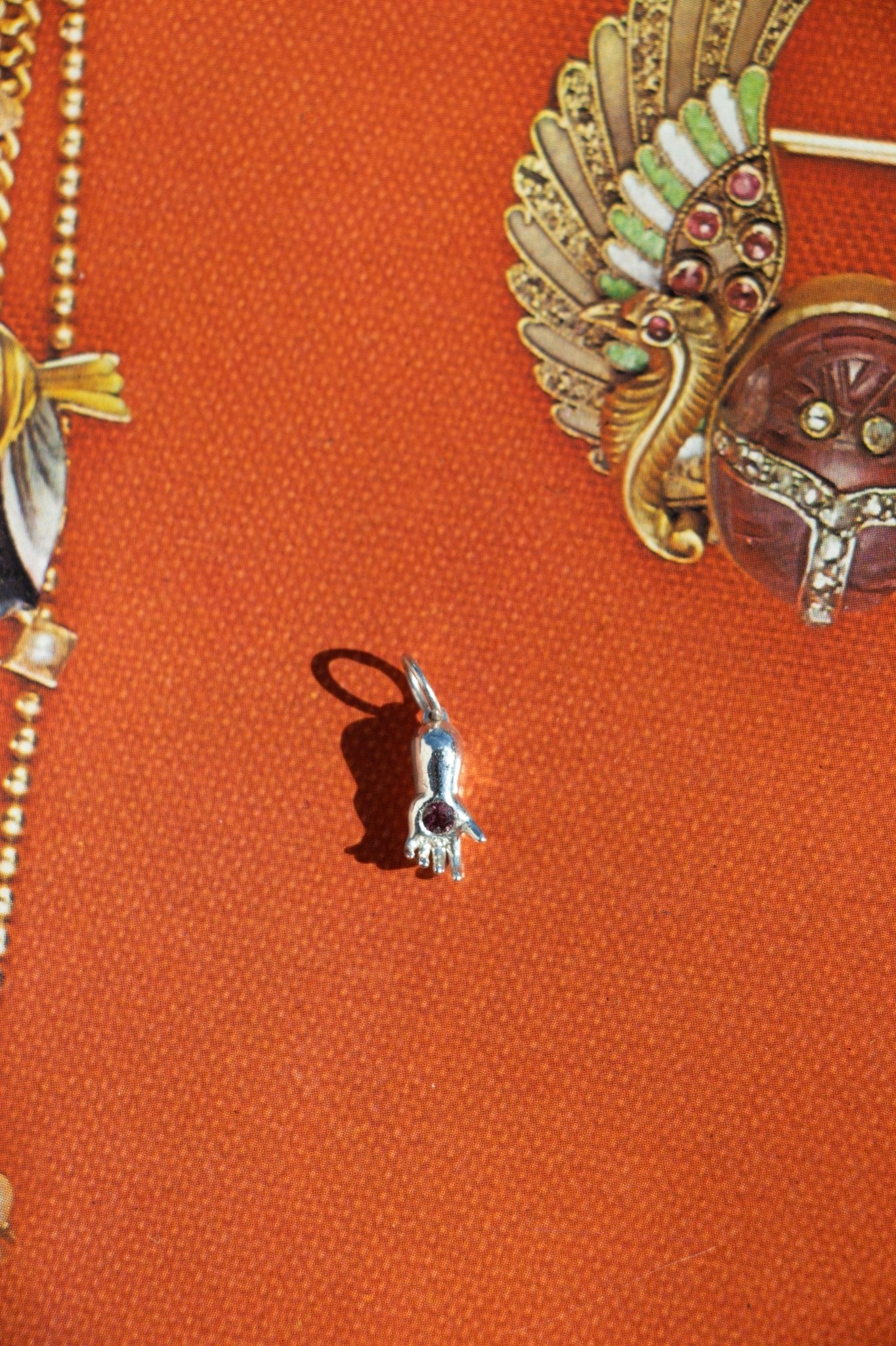 Charm - Small Baby Hand Charm | Sterling Silver & Pink Sapphire - Lettuce Goods