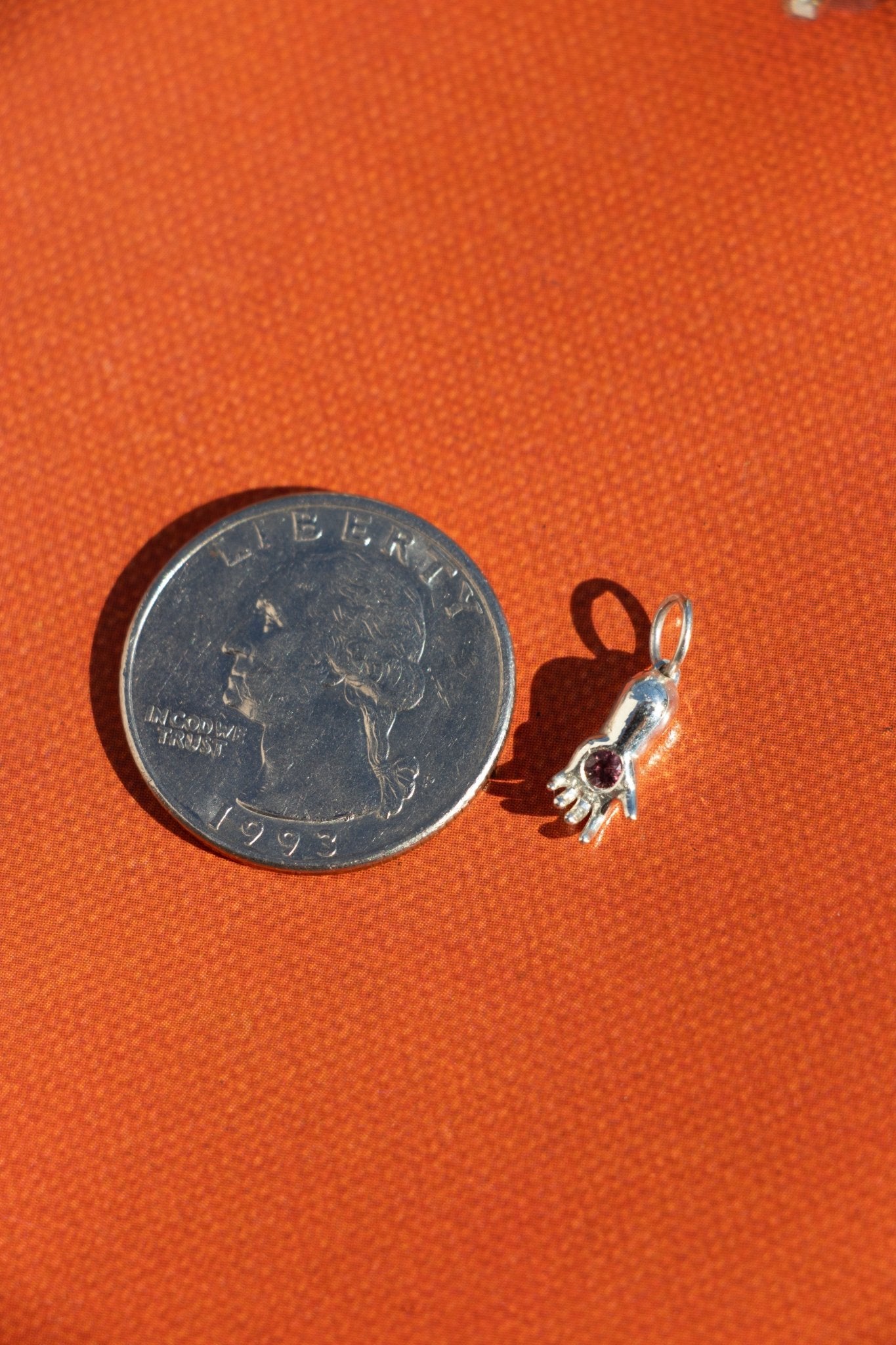 Charm - Small Baby Hand Charm | Sterling Silver & Pink Sapphire - Lettuce Goods