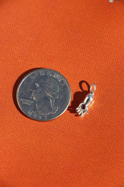 Charm - Small Baby Hand Charm | Sterling Silver & Pink Sapphire - Lettuce Goods