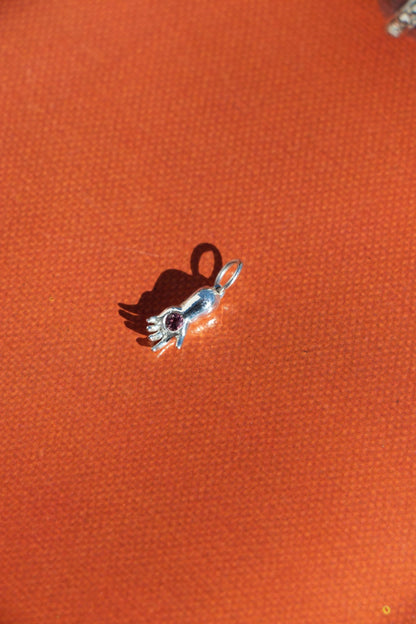 Charm - Small Baby Hand Charm | Sterling Silver & Pink Sapphire - Lettuce Goods