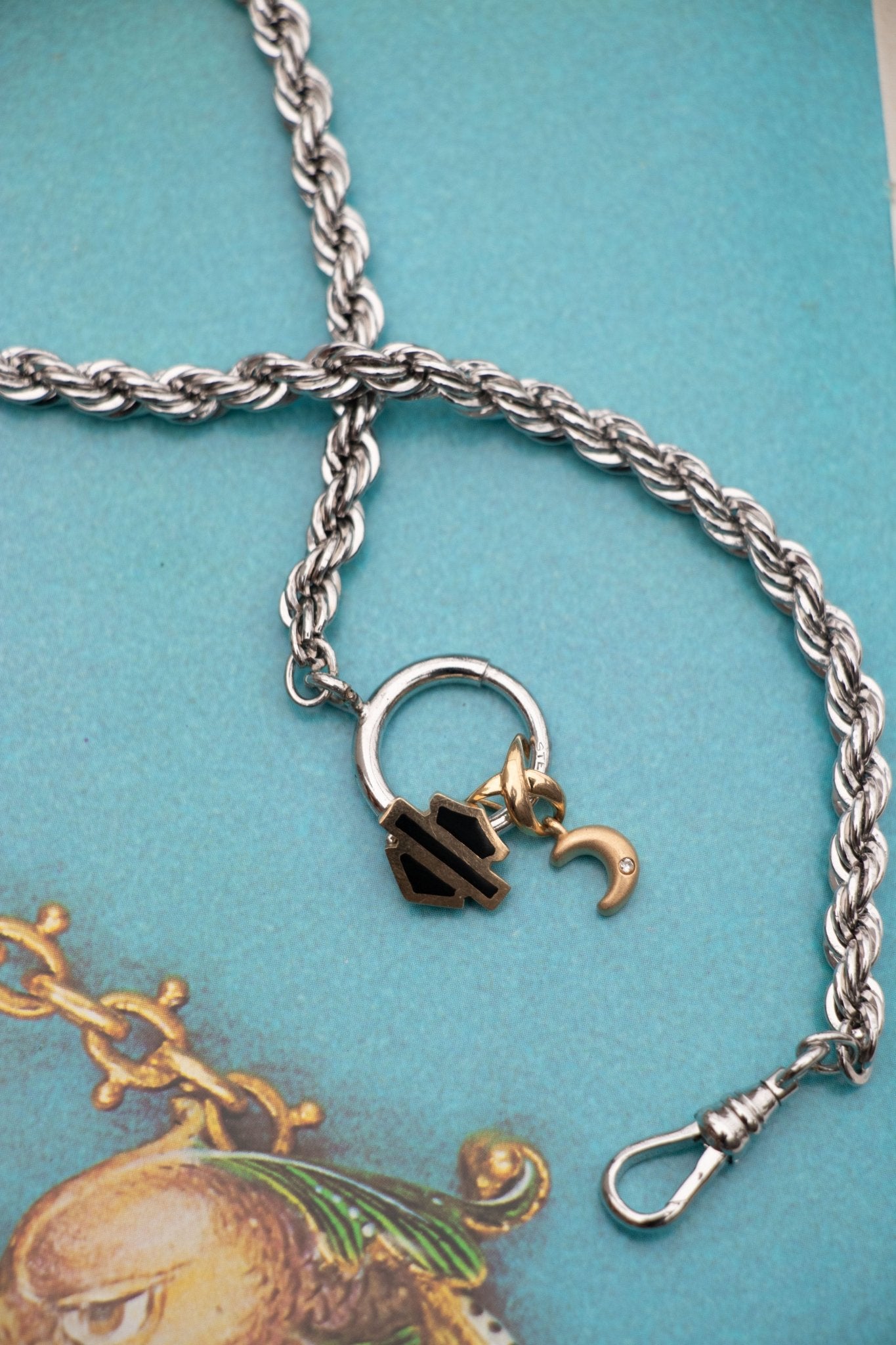 Necklace - Sterling Bolt and Dog Clasp Watch Chain 12” - Lettuce Goods