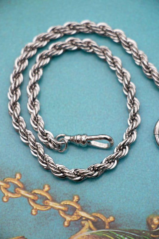 Necklace - Sterling Bolt and Dog Clasp Watch Chain 12” - Lettuce Goods