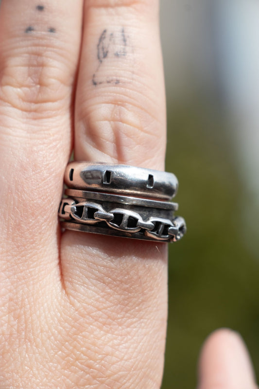 Ring - Sterling Vintage Mariner Link Spinner Ring - LETTUCE STUDIOS