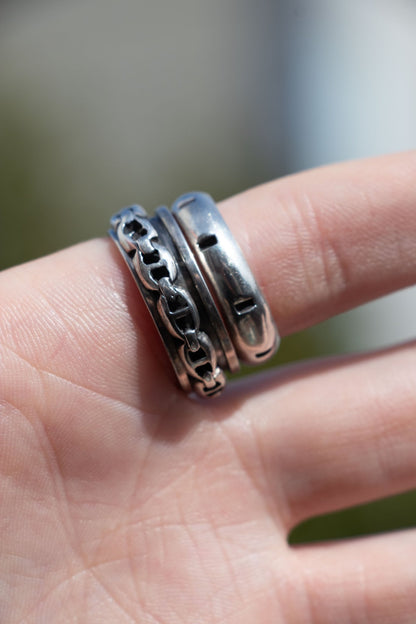 Ring - Sterling Vintage Mariner Link Spinner Ring - LETTUCE STUDIOS