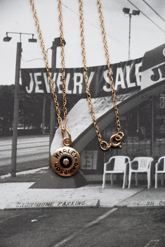 Necklace - Vintage 10k & 14k Gold Harley Davidson Rivet Charm Necklace - Lettuce Goods