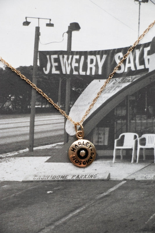Necklace - Vintage 10k & 14k Gold Harley Davidson Rivet Charm Necklace - Lettuce Goods