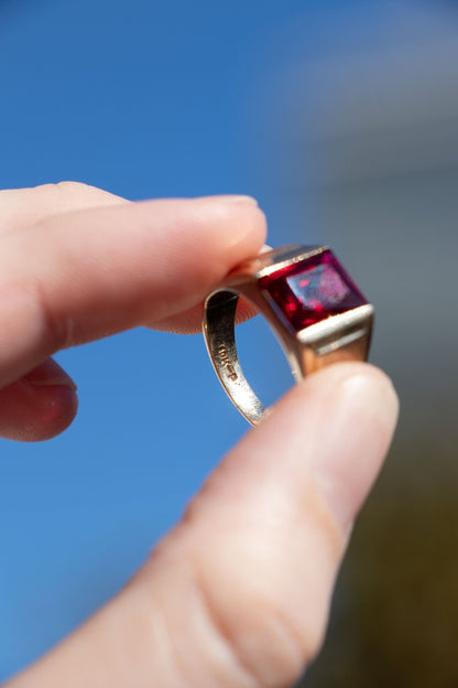 Ring - Vintage 10k Lab Ruby Ring - Lettuce Goods