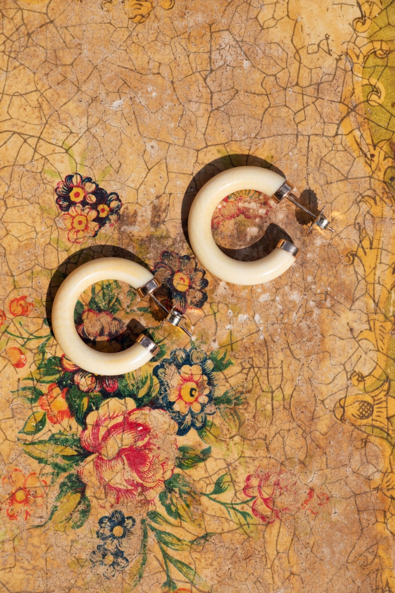 Earrings - Vintage 14k Bone Hoop Earrings - 14karatdoll