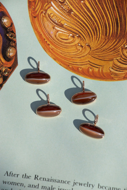 Charm - Vintage 14k Candy Banded Agate Charm - 14karatdoll