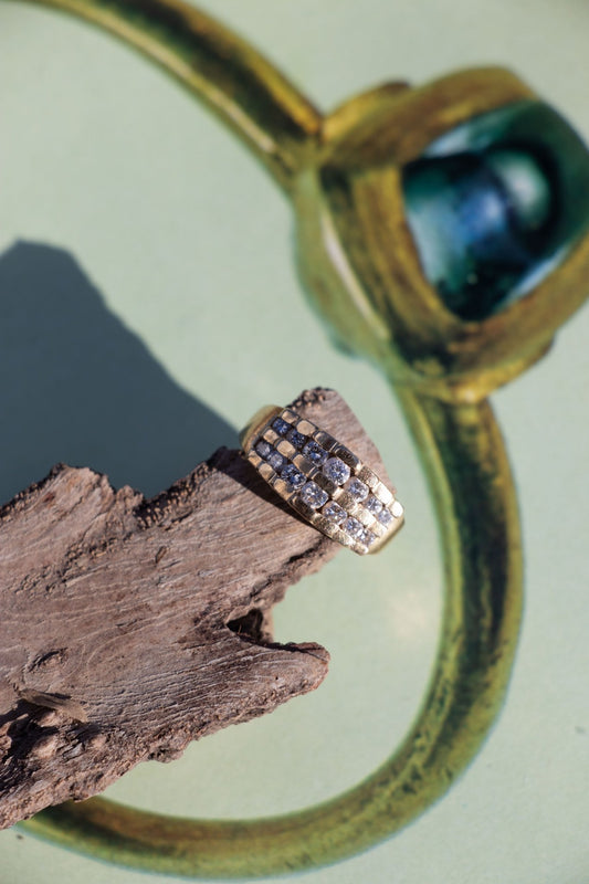 Ring - Vintage 14k Diamond Pyramid Ring - Lettuce Goods