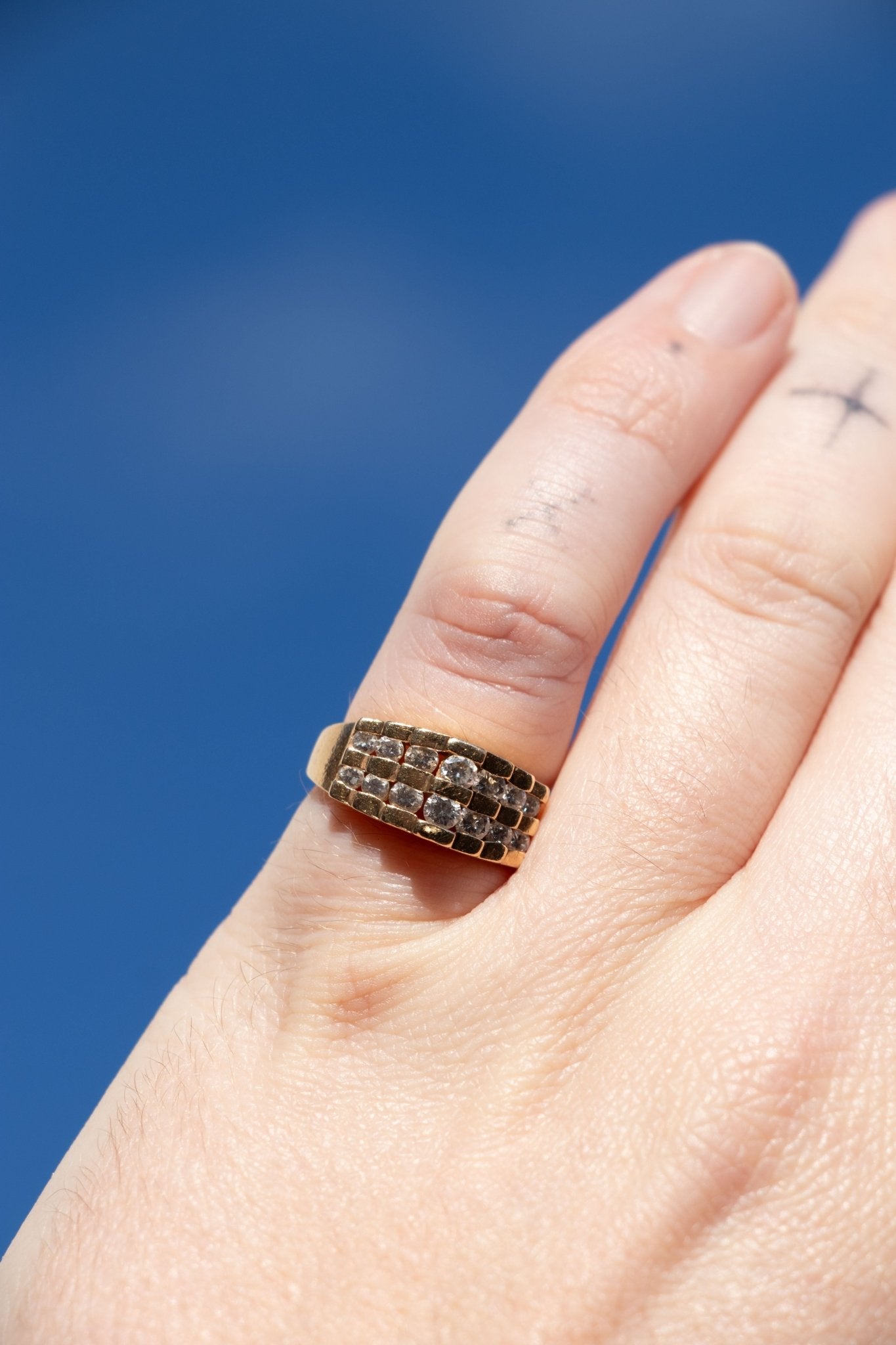 Ring - Vintage 14k Diamond Pyramid Ring - Lettuce Goods