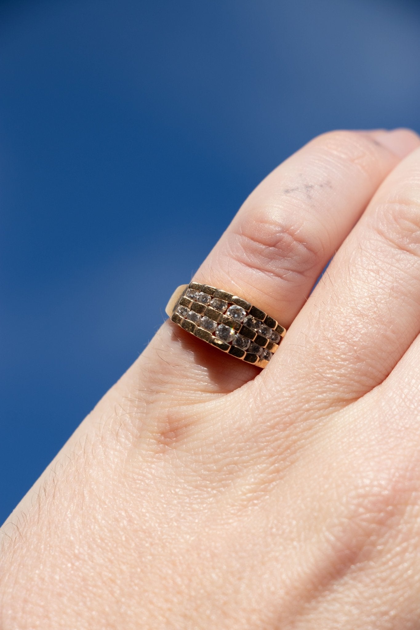 Ring - Vintage 14k Diamond Pyramid Ring - Lettuce Goods