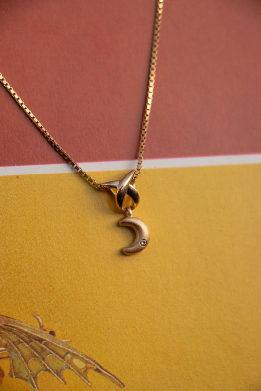 Charm - Vintage 14k Moon Diamond Charm - Lettuce Goods