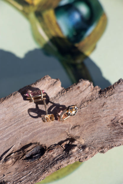 Earrings - Vintage 14k Pink Tourmaline Stud Earrings - Lettuce Goods