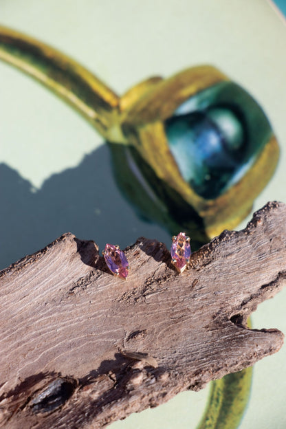 Earrings - Vintage 14k Pink Tourmaline Stud Earrings - Lettuce Goods