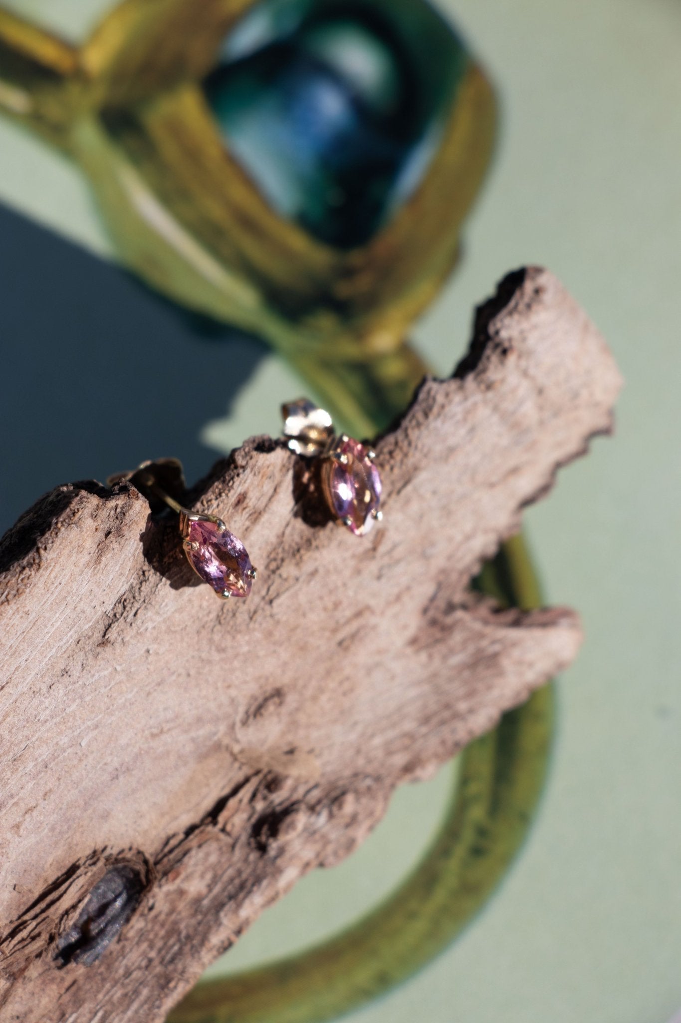 Earrings - Vintage 14k Pink Tourmaline Stud Earrings - Lettuce Goods