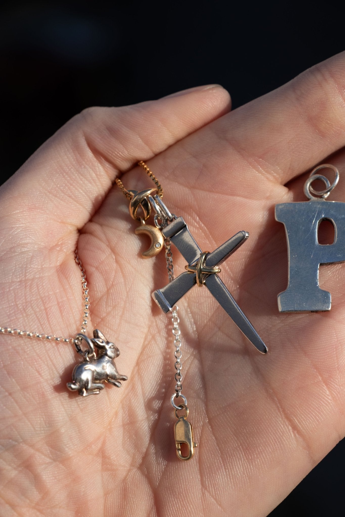 Charm - Vintage 14k & Sterling Nail Cross Pendant - Lettuce Goods