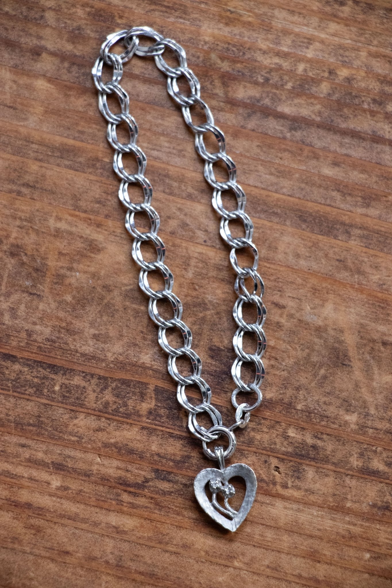 Charm - Vintage 14k White Gold Forget Me Not Heart Charm - Lettuce Goods