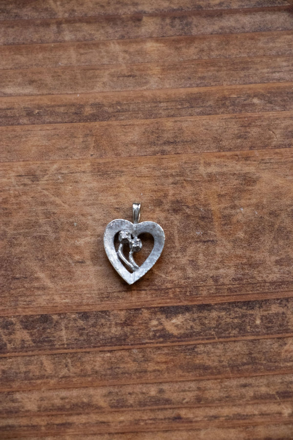 Charm - Vintage 14k White Gold Forget Me Not Heart Charm - Lettuce Goods
