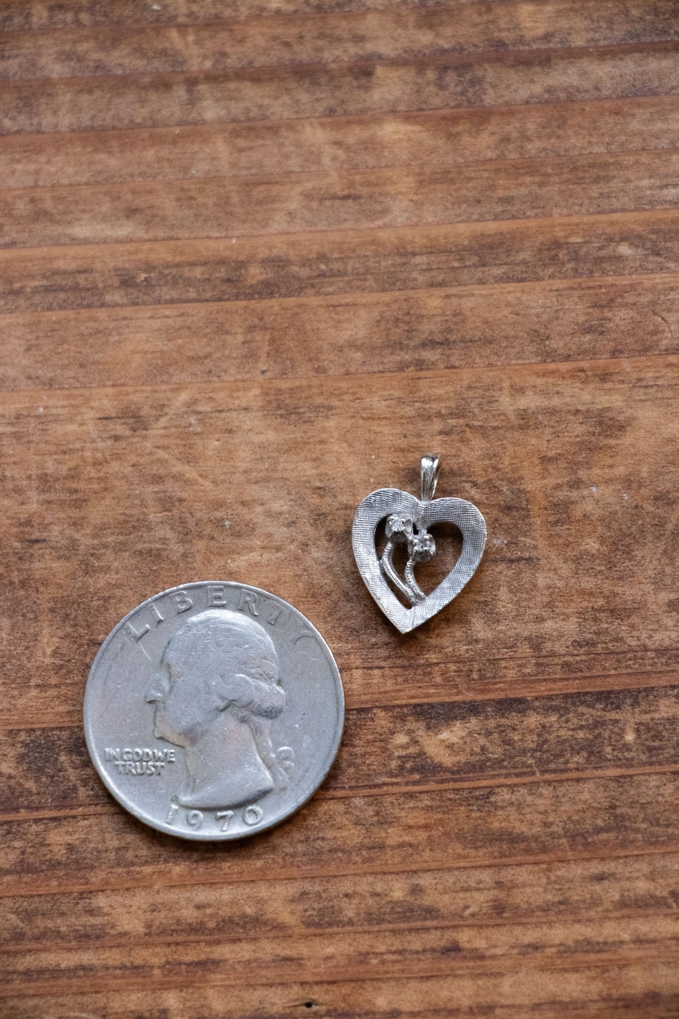 Charm - Vintage 14k White Gold Forget Me Not Heart Charm - Lettuce Goods