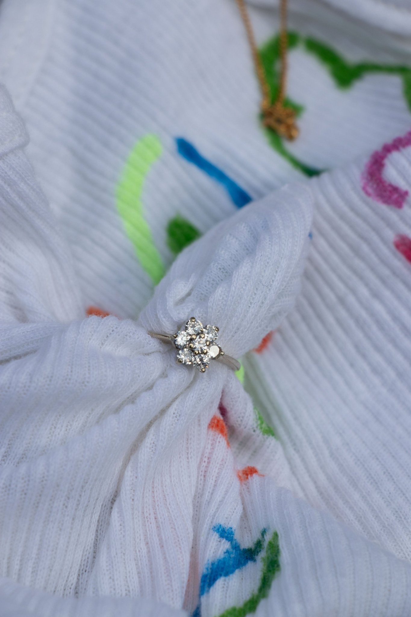 Ring - Vintage 14k Yellow Gold Diamond Flower Ring - Lettuce Goods