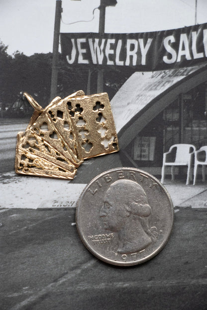 Charm - Vintage 14k Yellow Gold Full House Cards Charm - Lettuce Goods