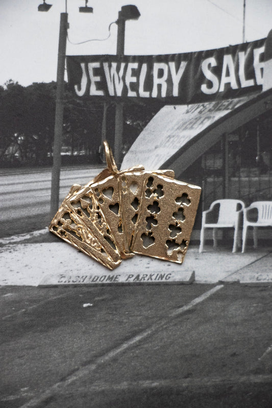 Charm - Vintage 14k Yellow Gold Full House Cards Charm - Lettuce Goods