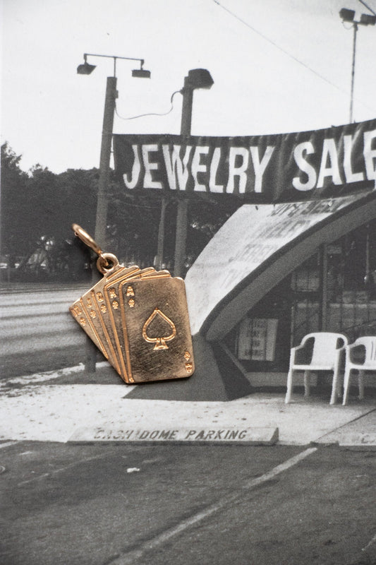 Charm - Vintage 14k Yellow Gold Royal Flush Cards Charm - Lettuce Goods