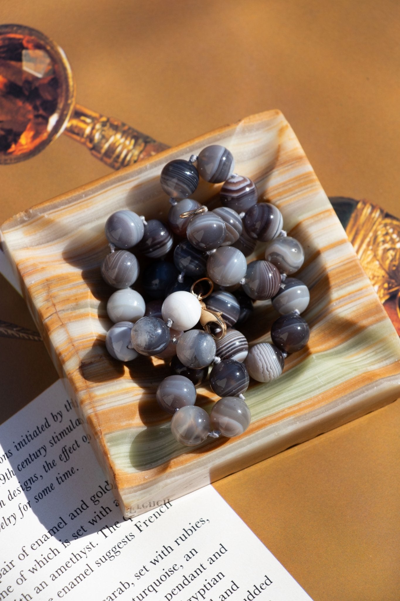 Necklace - Vintage Agate Beaded 14k Necklace - Lettuce Goods