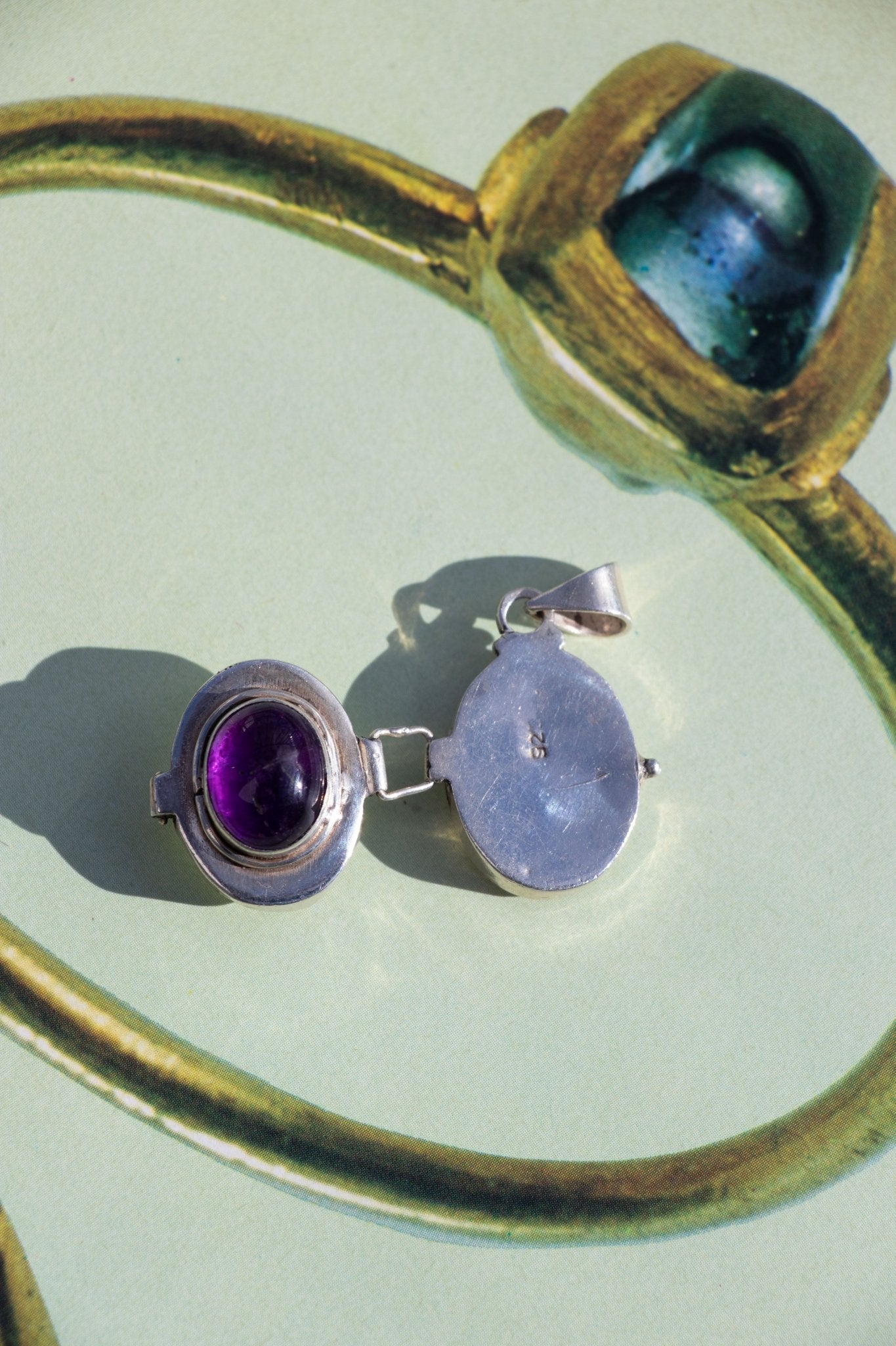 Charm - Vintage Amethyst Sterling Pill Box Pendant - Lettuce Goods