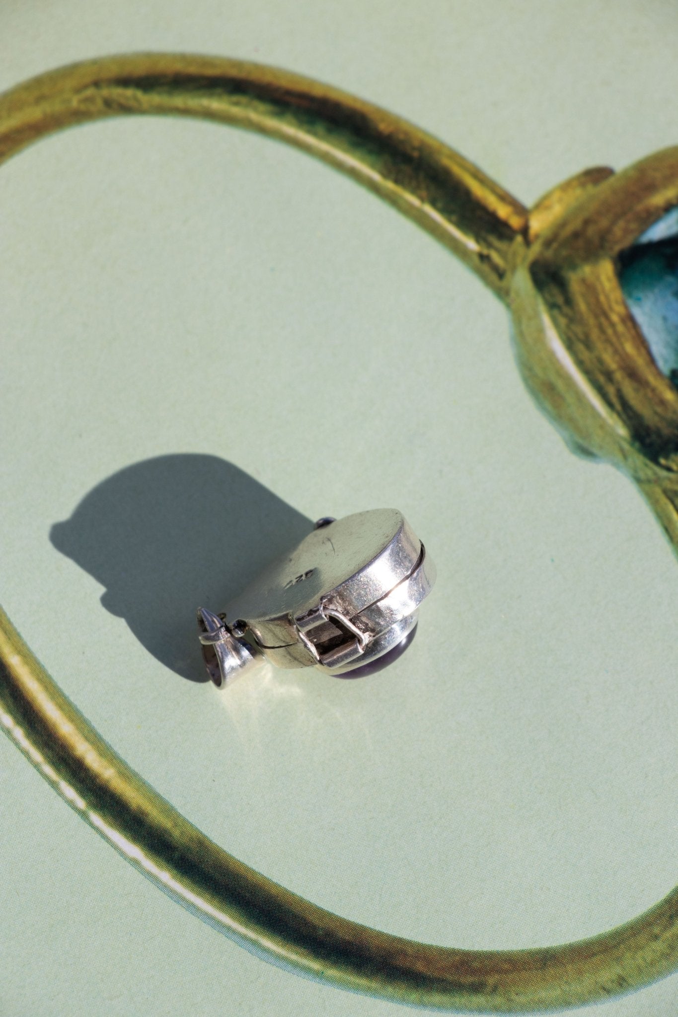 Charm - Vintage Amethyst Sterling Pill Box Pendant - Lettuce Goods