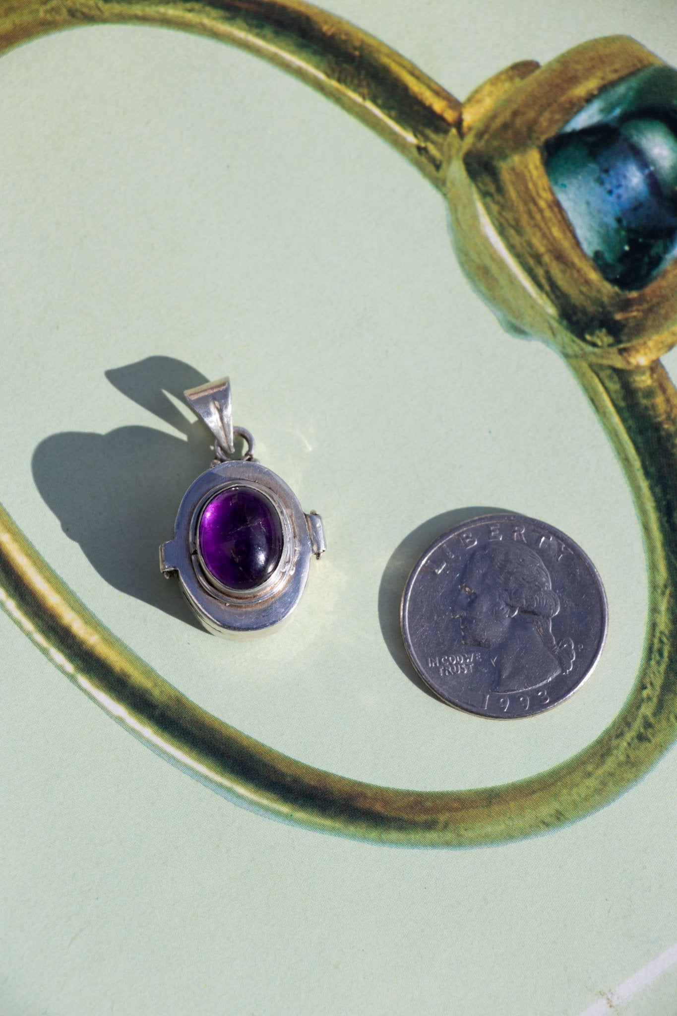 Charm - Vintage Amethyst Sterling Pill Box Pendant - Lettuce Goods