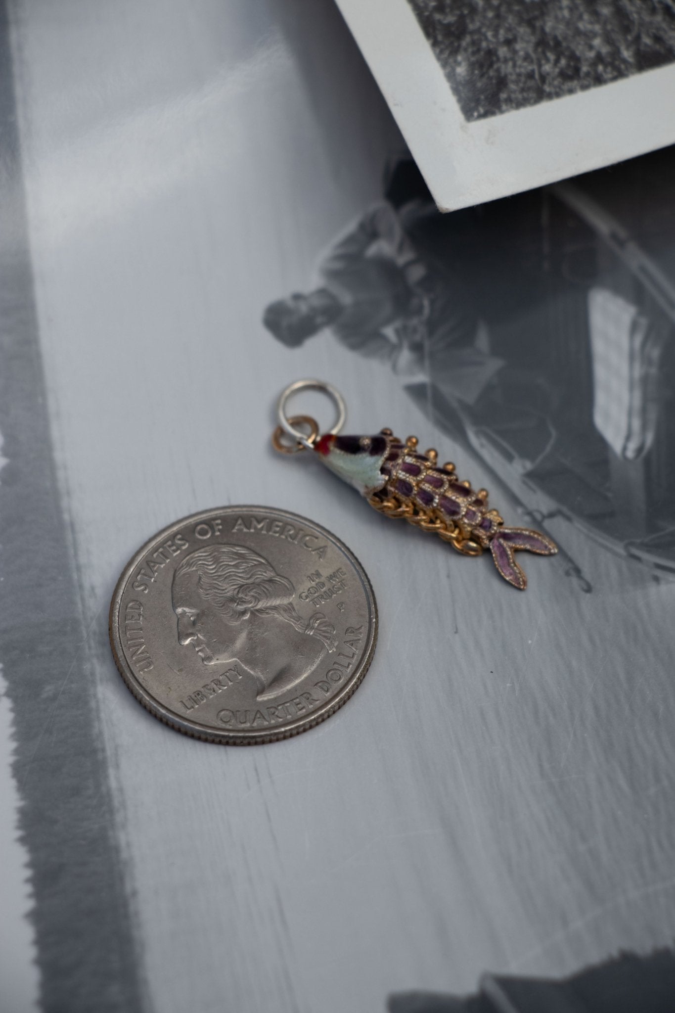 Charm - Vintage Articulated Cloisonne Enamel Fish Charm - Lettuce Goods