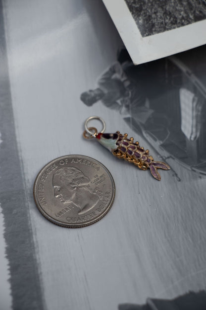 Charm - Vintage Articulated Cloisonne Enamel Fish Charm - Lettuce Goods