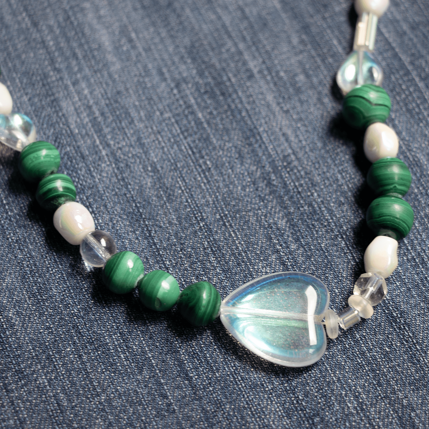 Necklace - Vintage Beaded Malachite Necklace - LETTUCE STUDIOS