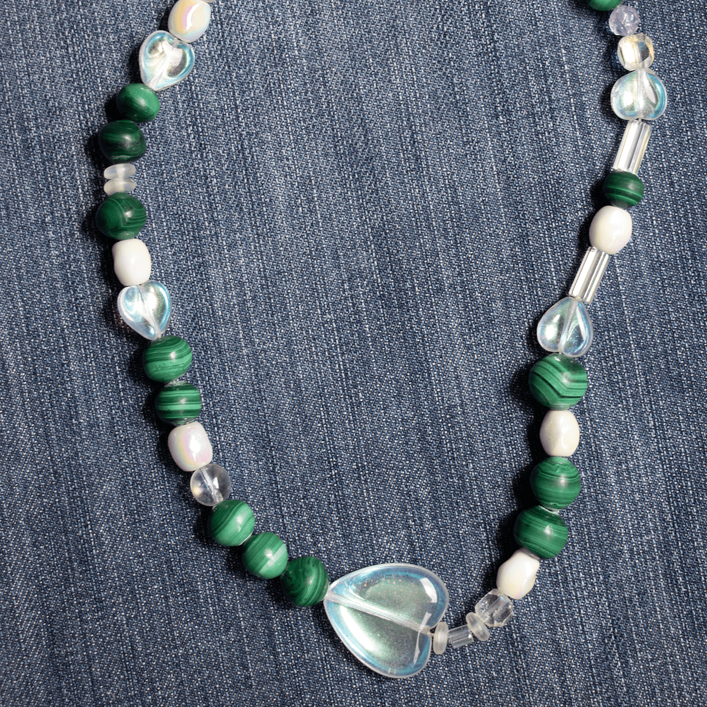 Necklace - Vintage Beaded Malachite Necklace - LETTUCE STUDIOS