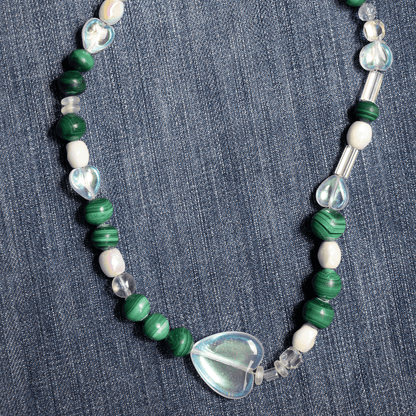Necklace - Vintage Beaded Malachite Necklace - LETTUCE STUDIOS