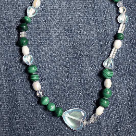 Necklace - Vintage Beaded Malachite Necklace - LETTUCE STUDIOS