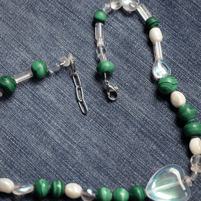 Necklace - Vintage Beaded Malachite Necklace - LETTUCE STUDIOS