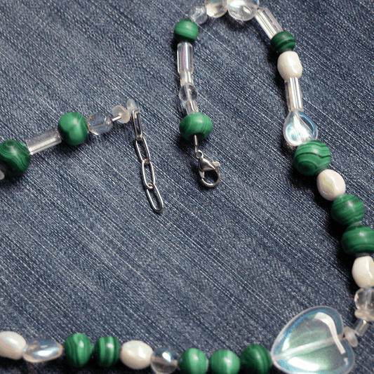 Necklace - Vintage Beaded Malachite Necklace - LETTUCE STUDIOS