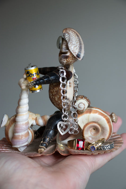 Decor - Vintage Biker Shell Figure Folk Art - Lettuce Goods