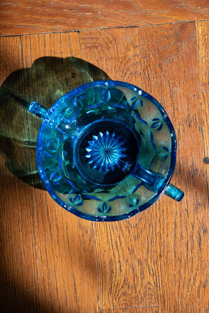 Decor - Vintage Blue Depression Glass Bowl - Lettuce Goods