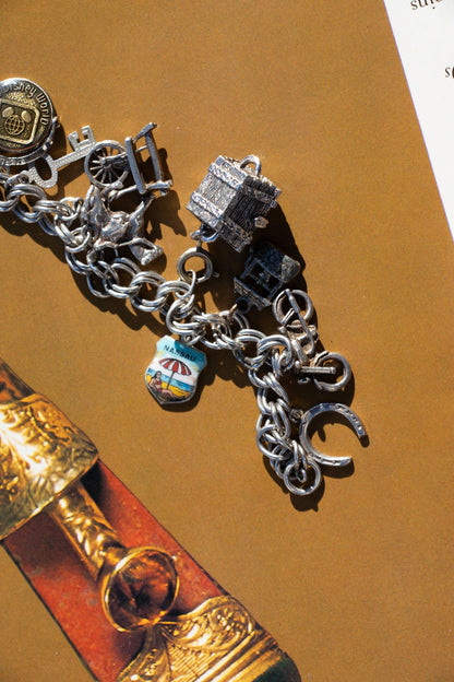  - Vintage Chunky Sterling Charm Bracelet - Lettuce Goods