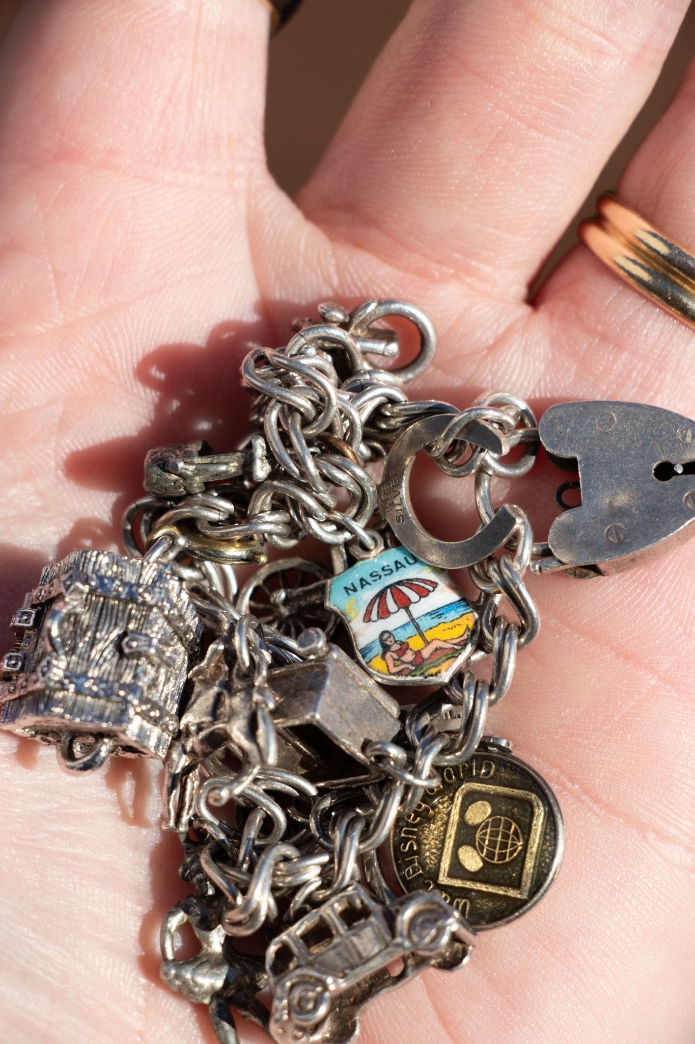  - Vintage Chunky Sterling Charm Bracelet - Lettuce Goods