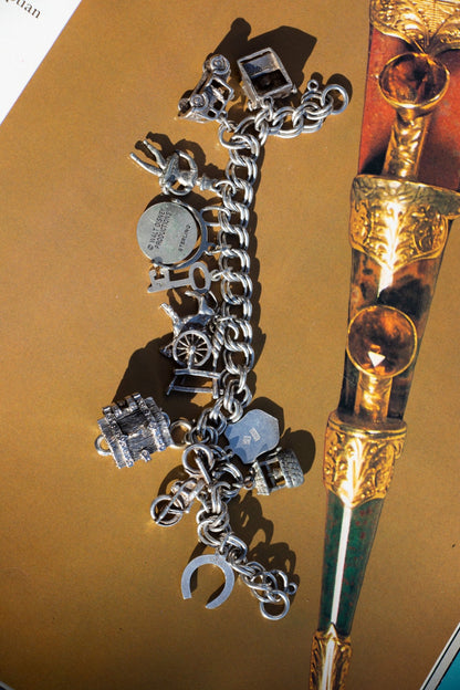  - Vintage Chunky Sterling Charm Bracelet - Lettuce Goods