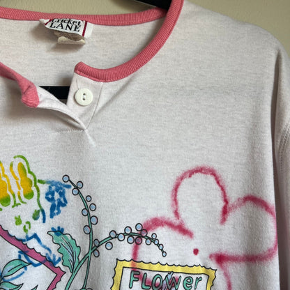 T-Shirt - Vintage Floral Stamp Lettuce Bunny Tee - LETTUCE STUDIOS