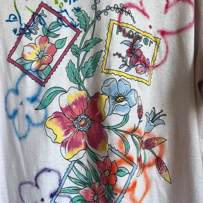 T-Shirt - Vintage Floral Stamp Lettuce Bunny Tee - LETTUCE STUDIOS