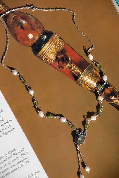 Necklace - Vintage Peridot & Pearl Sterling Necklace - Lettuce Goods